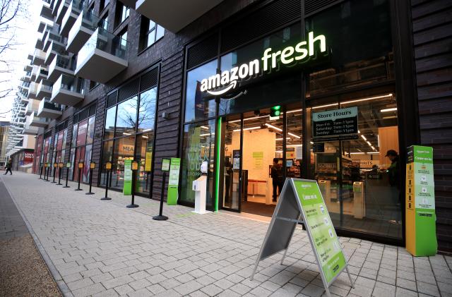 The Amazon Fresh store on Wembley Park Boulevard open ahead of the FIFA 2022 World Cup qualifying match at Wembley Stadium, London. Picture date: Thursday March 25, 2021. (Photo by Adam Davy/PA Images via Getty Images)