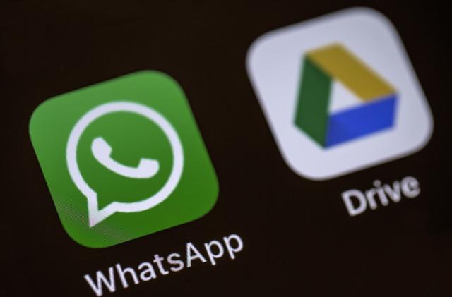 ANKARA, TURKEY - AUGUST 28 : Logos of WhatsApp and Google Drive applications are seen on a screen in Ankara, Turkey on August 28, 2018. (Photo by Ali Balikci/Anadolu Agency/Getty Images)